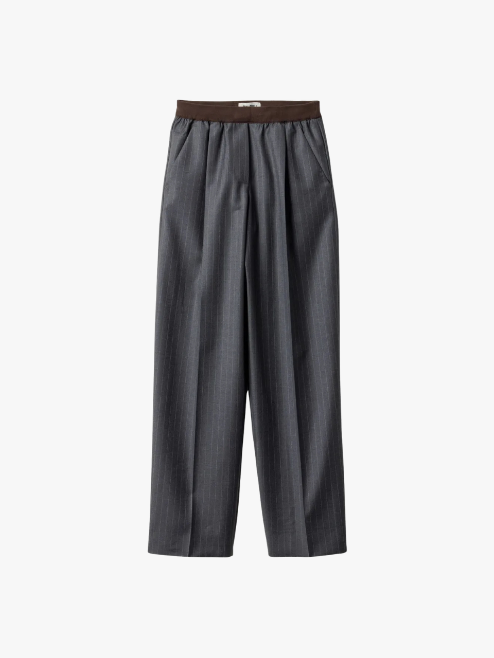Miu Miu pants with pinstripes and drawstring gray women