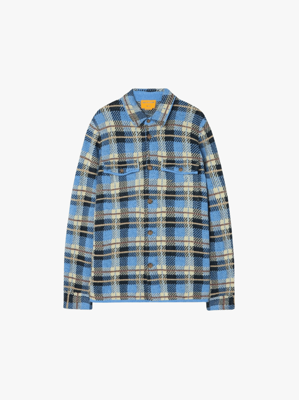 Guest in Residence Plaid Work Shirt Delft Blue Combo Cashmere Shirt Men