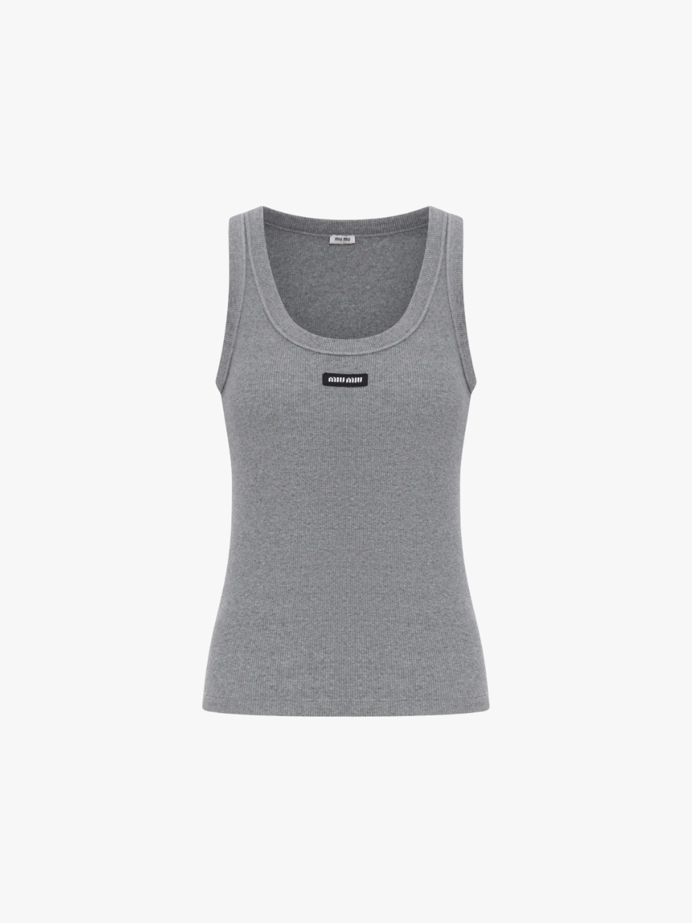 Miu Miu Geripptes Tanktop mit Label Grau Damen