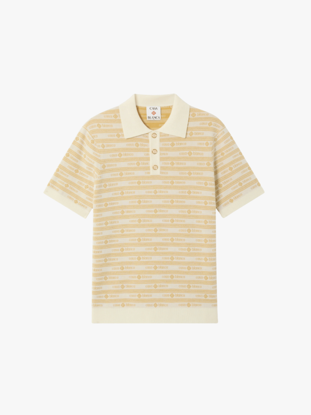 Casablanca Beige Knit Logo Short Sleeve Polo Shirt Beige Herren