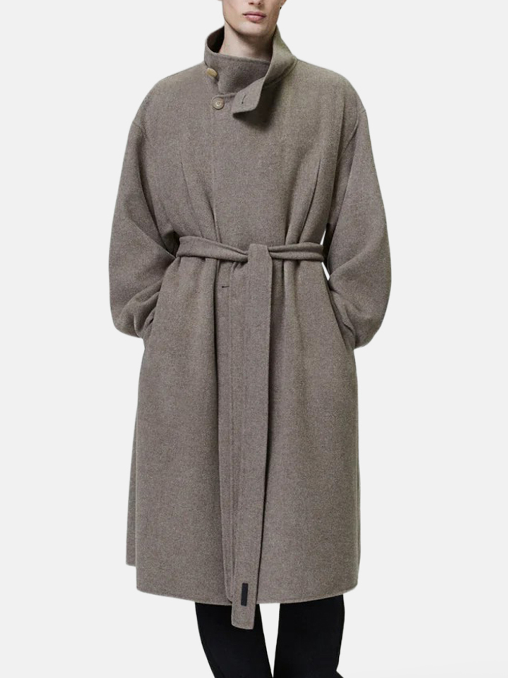 Fear of God highneck coat in wool and cashmere walnut brown men