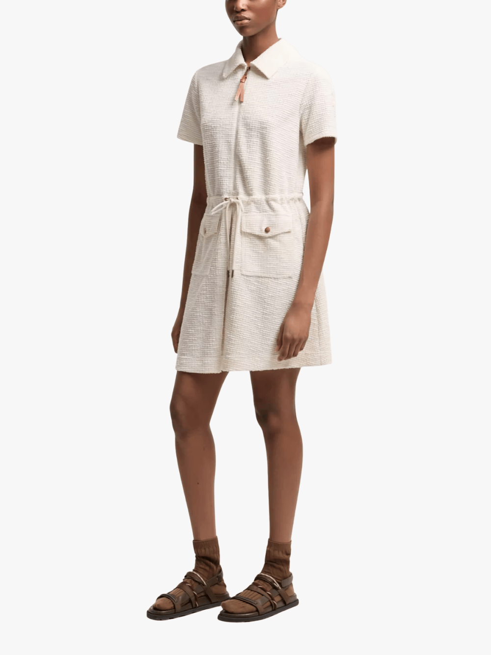 Moncler Bouclé Kleid Weiß Damen