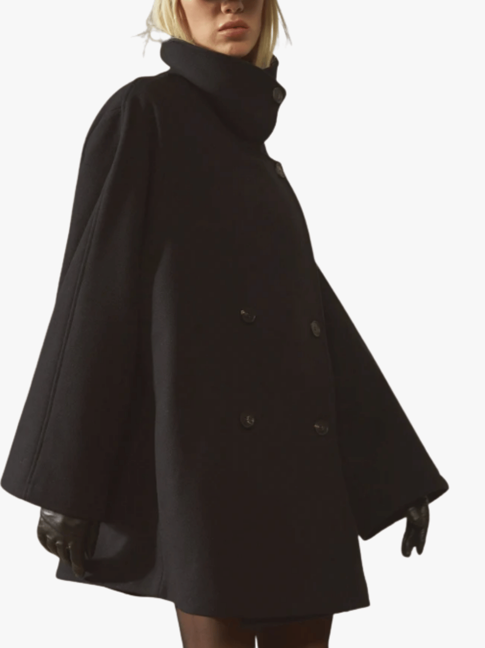 Auter Italian Wool Peacoat Noir Damen