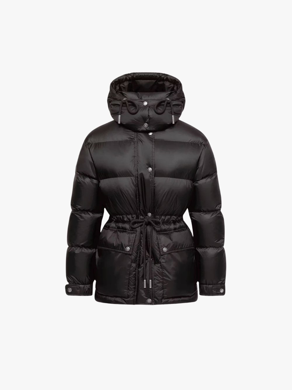 Moncler Sesie Mid-Length Hooded Down Jacket Black Women's
