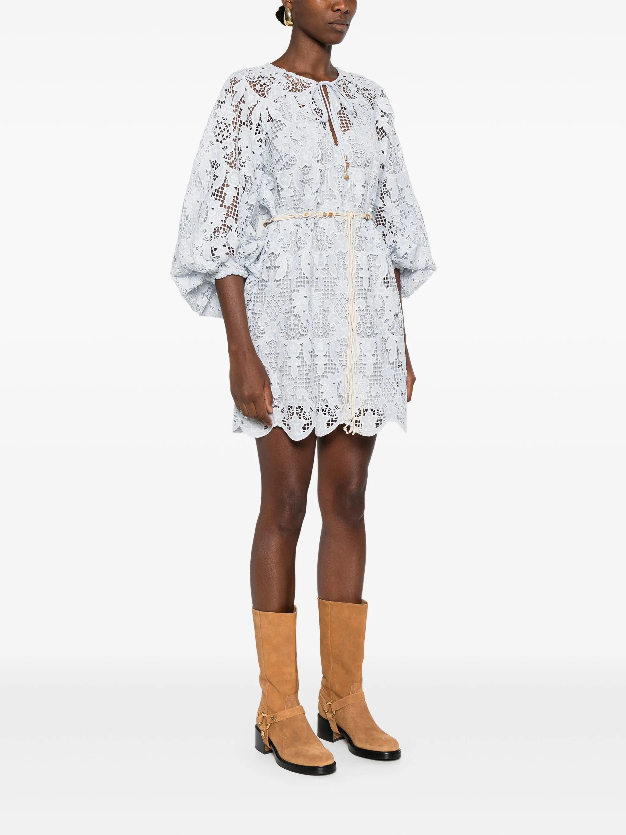 ZIMMERMANN Minikleid mit Spitzendetail Hellblau Damen