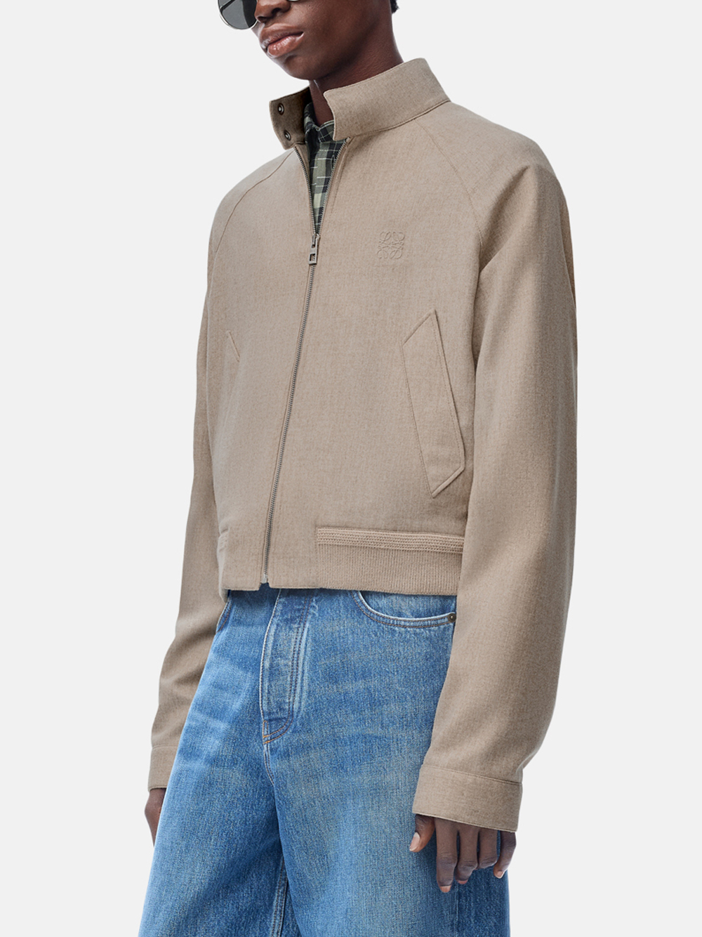 Loewe Jacke mit Reißverschluss aus Wolle und Kaschmir Beige Herren
