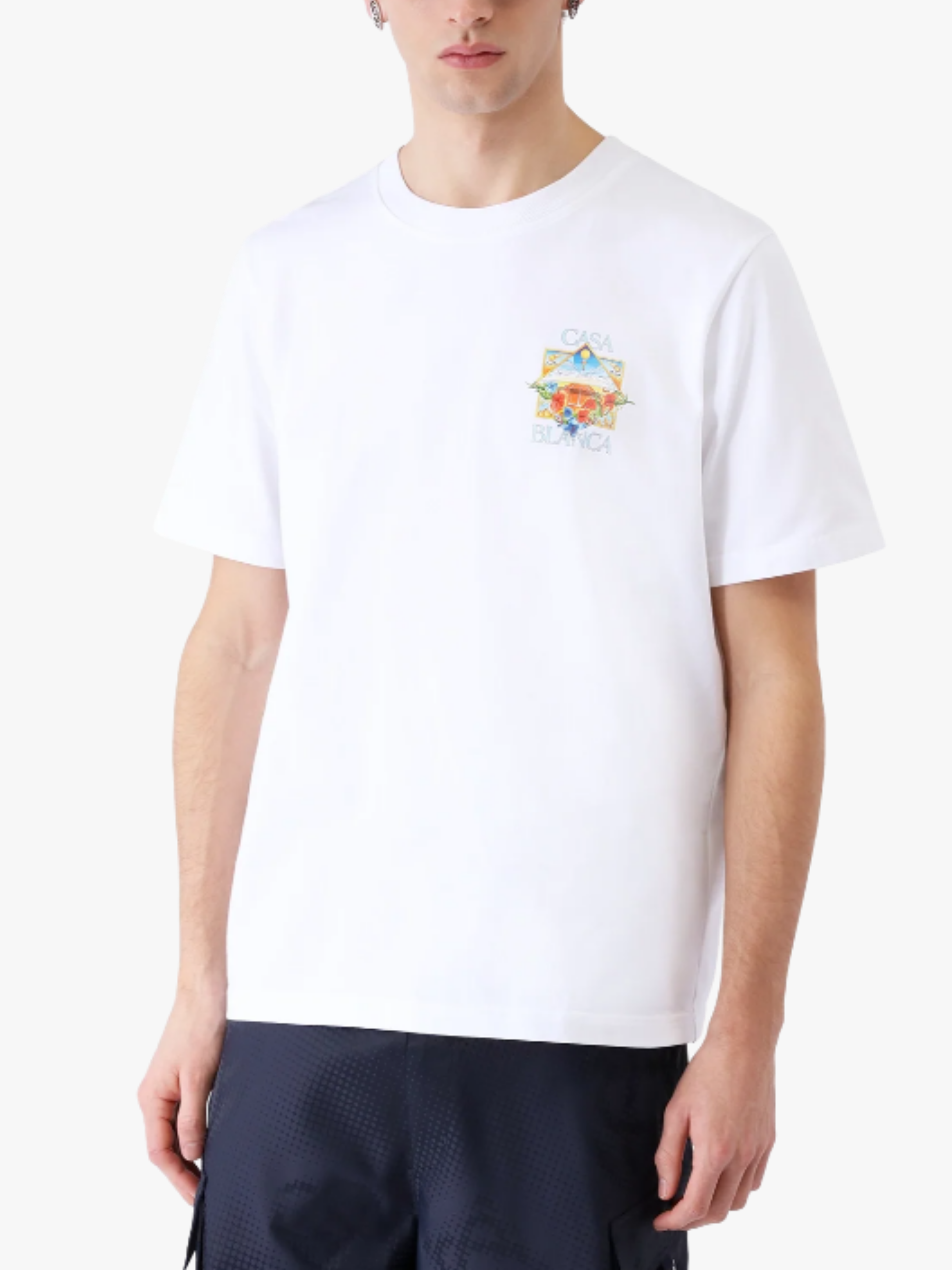 Casablanca White Flower Court Icon Weiß Herren T‑Shirt