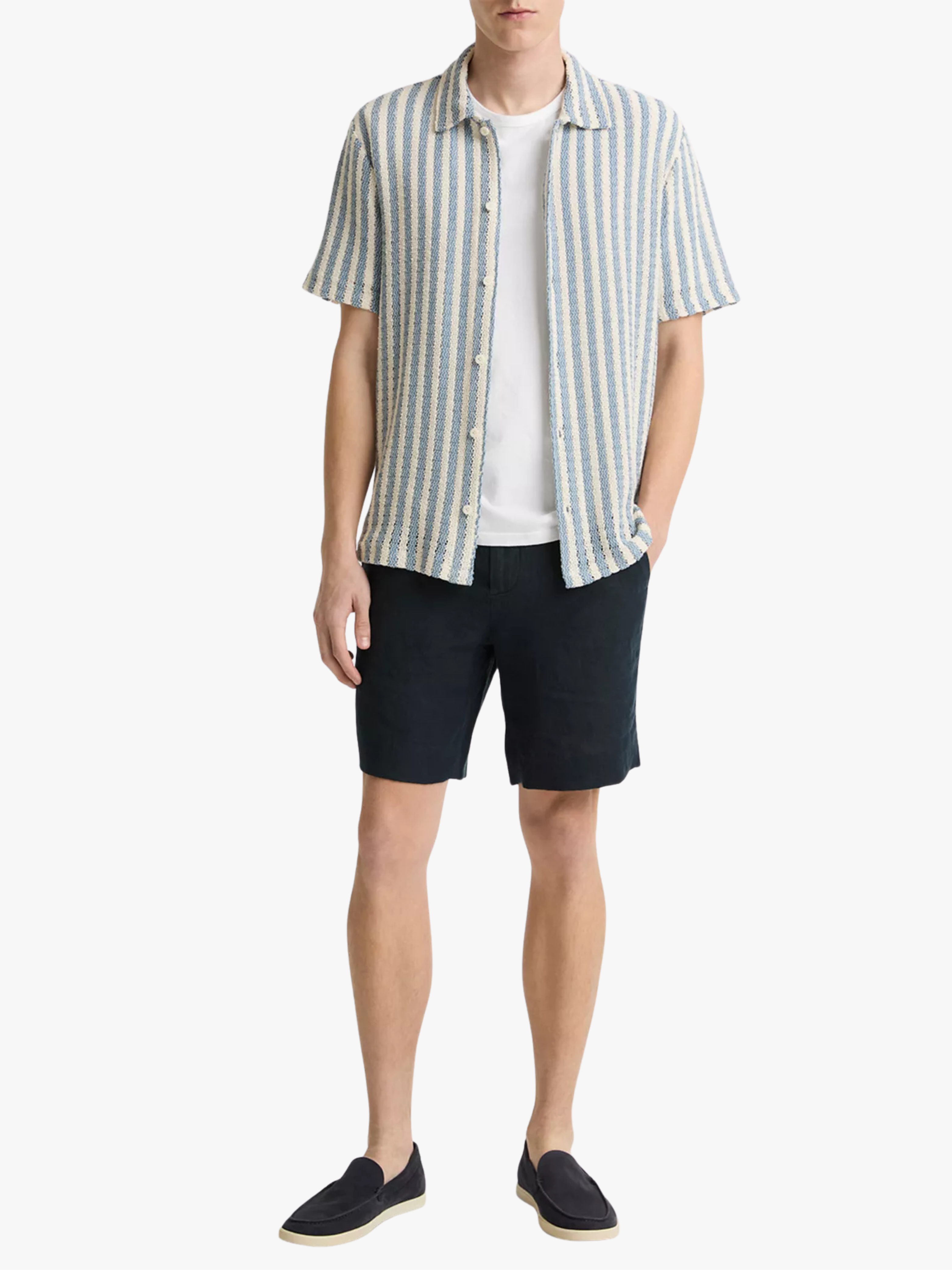 Vince Playa Stripe Short Sleeve Shirt Blau Herren