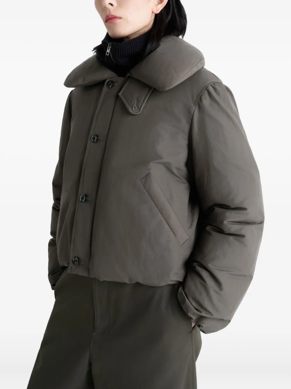 LEMAIRE Steppjacke mit Bubble-Kragen Dunkelbraun Daunenjacke Damen