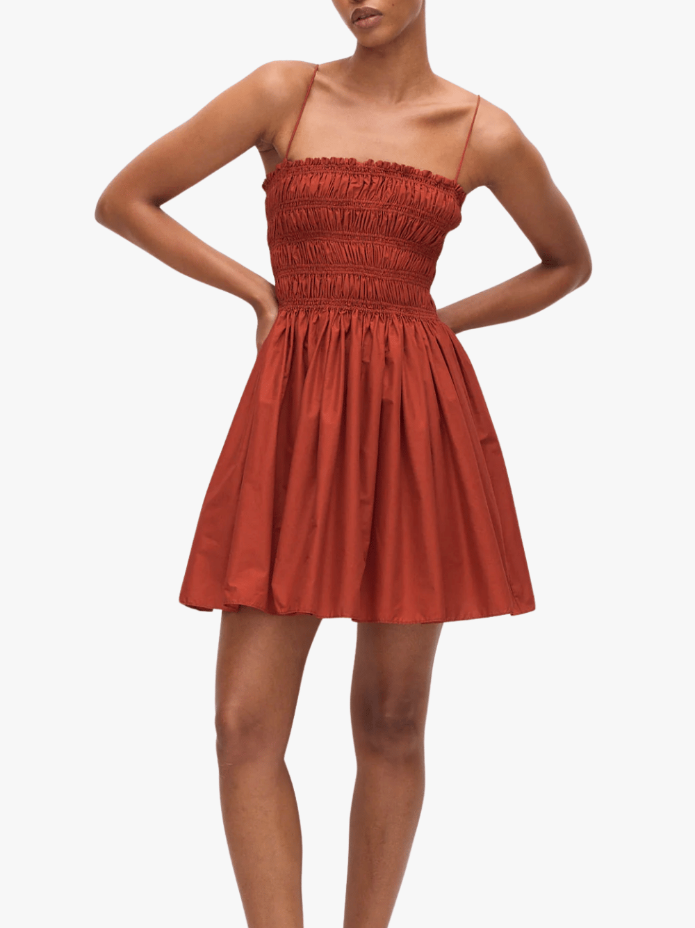 Matteau Shirred Bodice Tomato Damen Minikleid