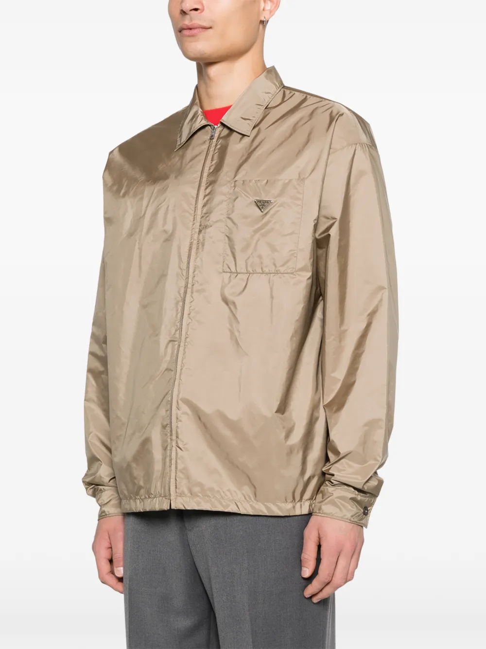 Prada Hemd mit Reißverschlusstasche Sandbraun Herren