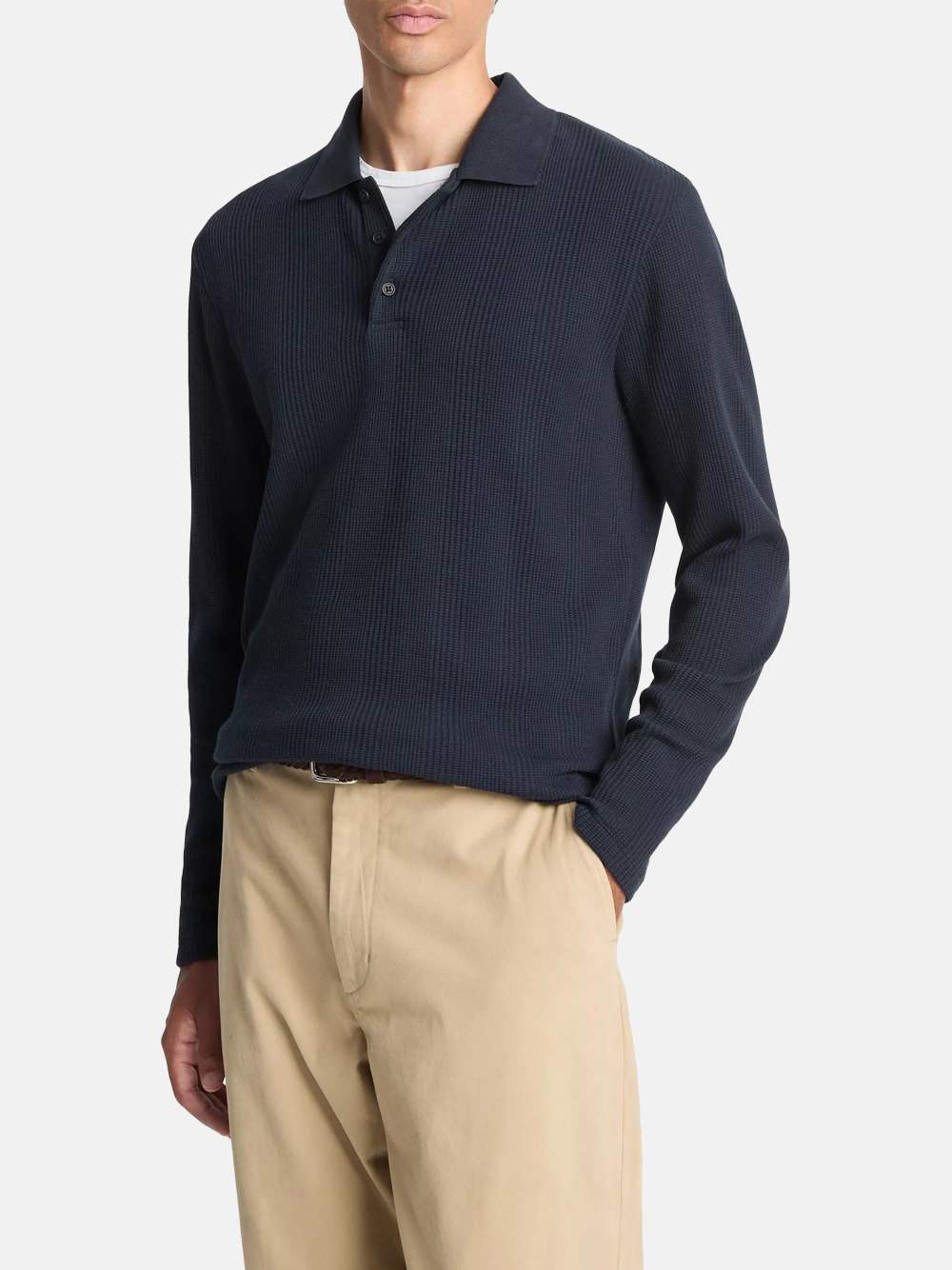 Vince Variegiertes Baumwoll Polo Shirt Coastal Blue Herren