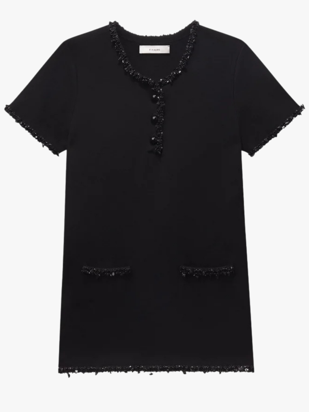 FRAME The Beaded Trim Dress Schwarz Damen Kleid