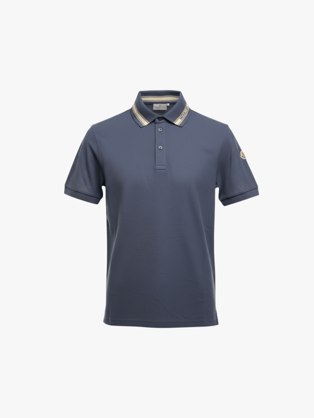 Moncler Cotton Piqué Polo Shirt, Blue, Men's