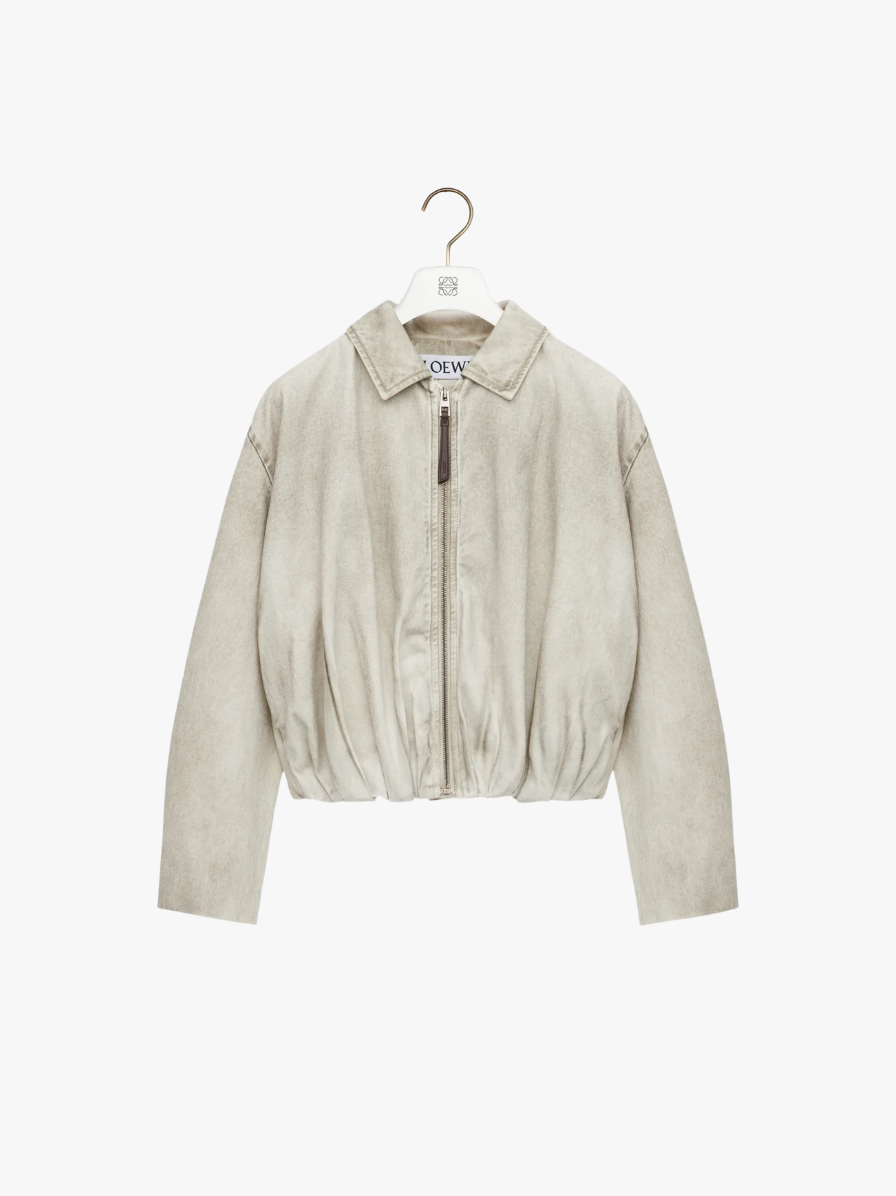 Loewe Drapierte Jacke aus Baumwolle Hellgrau Damen