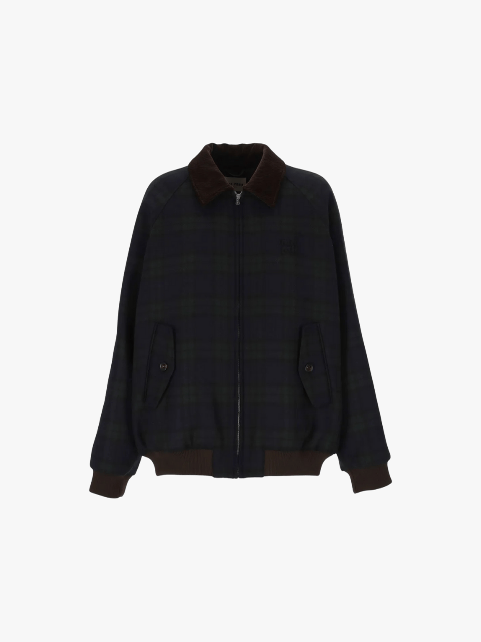 Miu Miu Checked jacket with corduroy collar Blue/Green Women