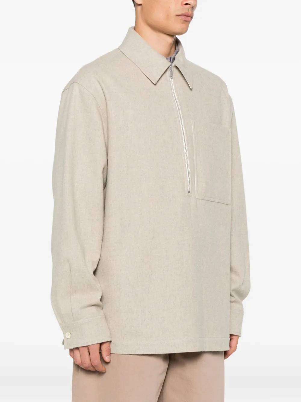 Jil Sander flannel polo shirt beige men