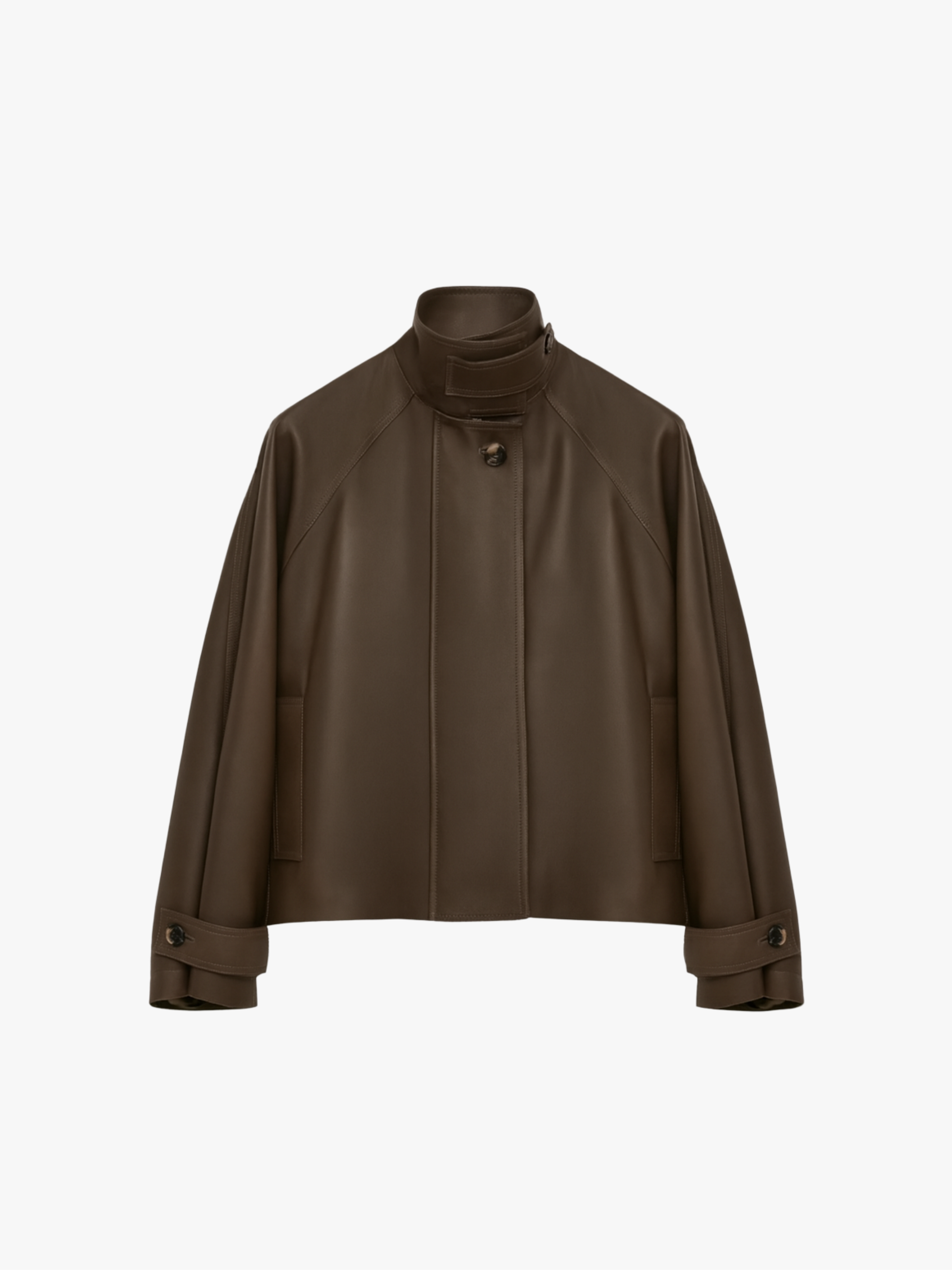 LOEWE Kurzer Parka aus Kalbsnappaleder Olivgrün Damen