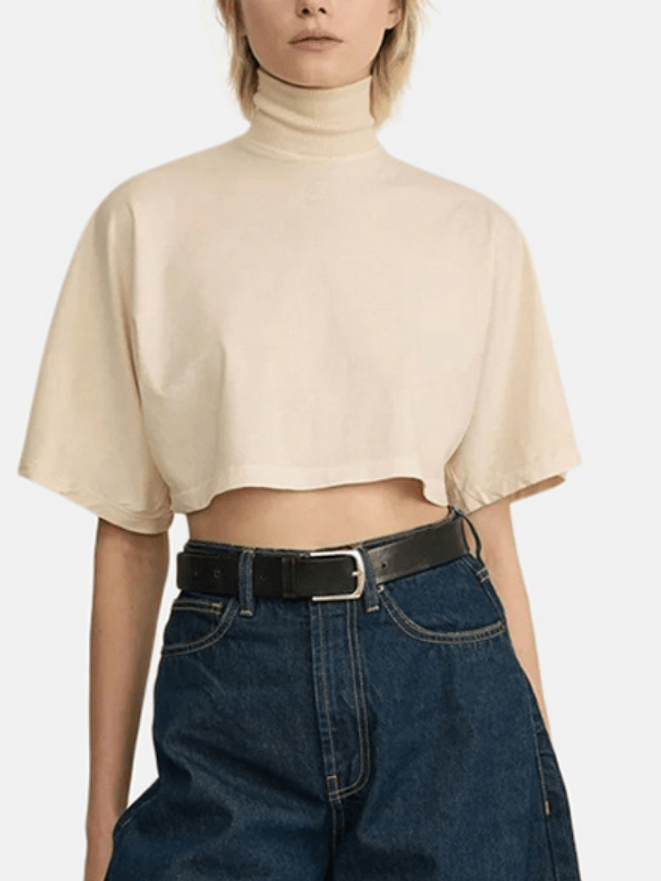 All Three Studio Eden High-Neck Top Cotton Off White Damen