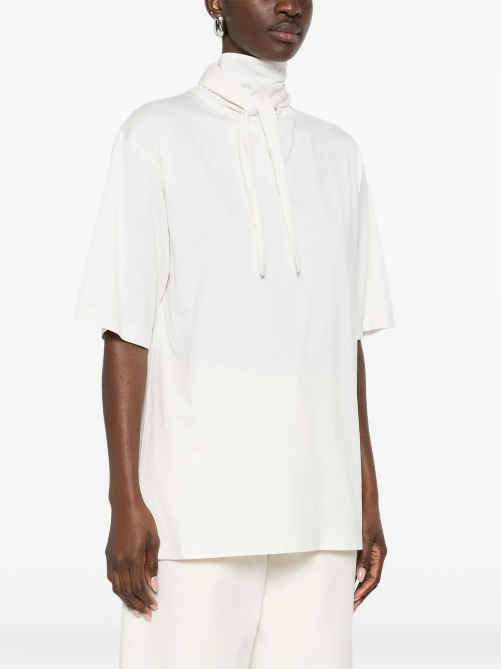 LEMAIRE T-Shirt mit Rollkragen Creme Damen