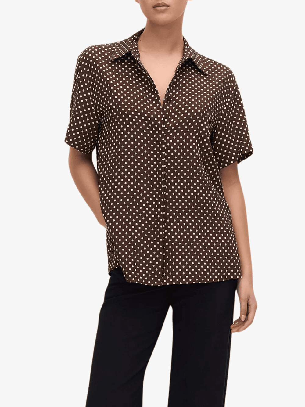 Matteau Short Sleeve Shirt Polka Dot Chocolate Damen