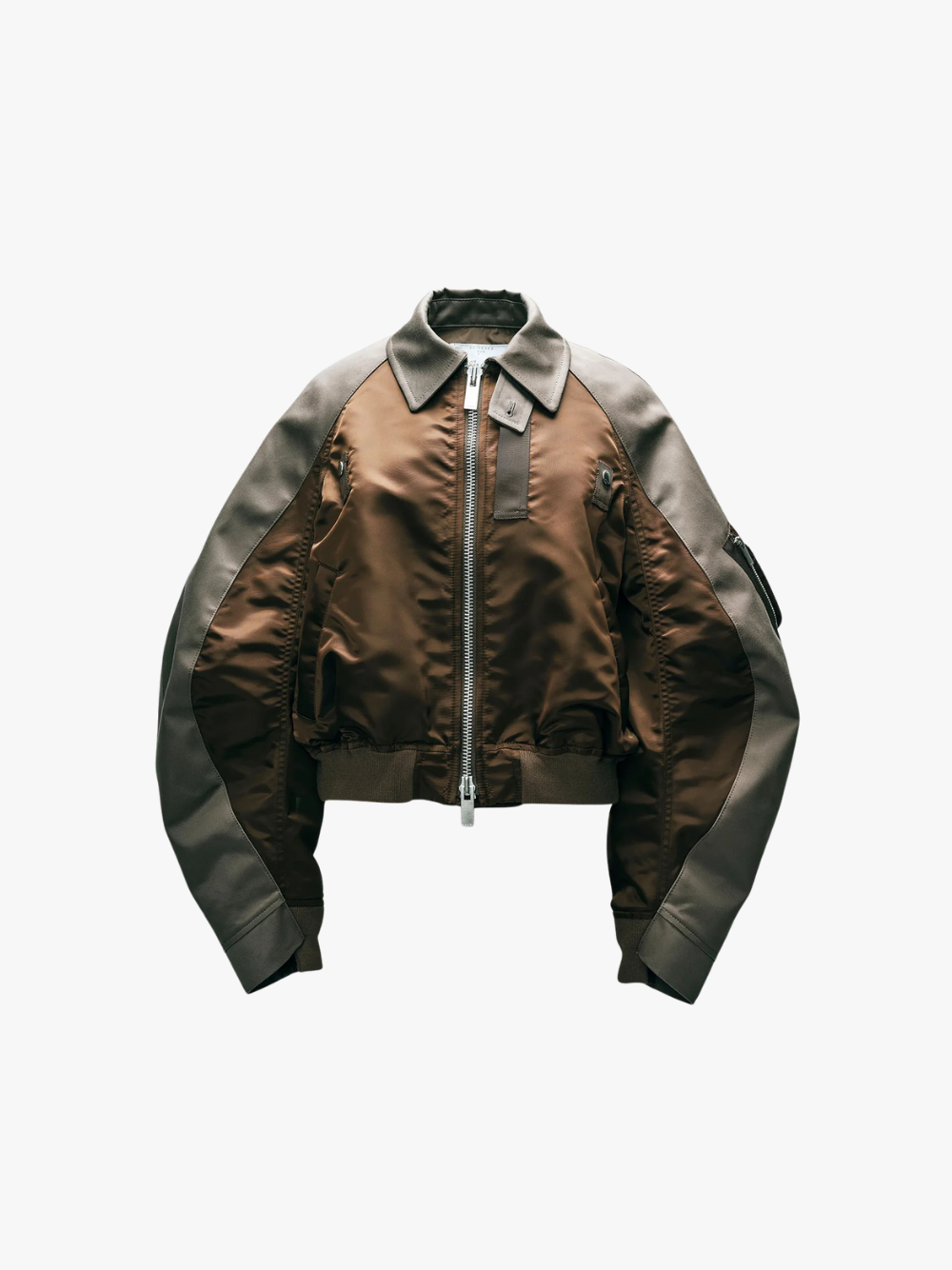 Sacai Cotton Chino x Nylon Twill Blouson Braun/Grau Hybrid‑Jacke Damen