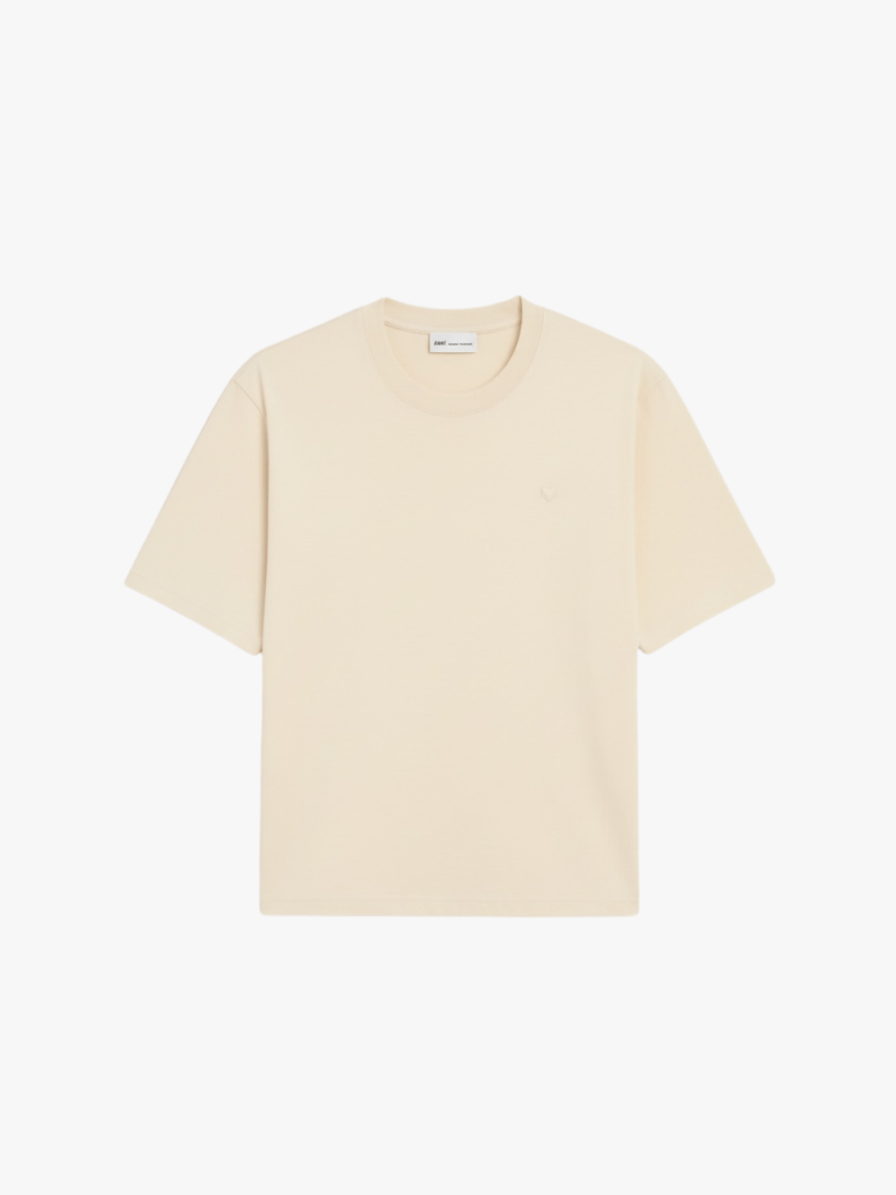 AMI Paris Cream Cotton Ami de Coeur T‑Shirt Herren
