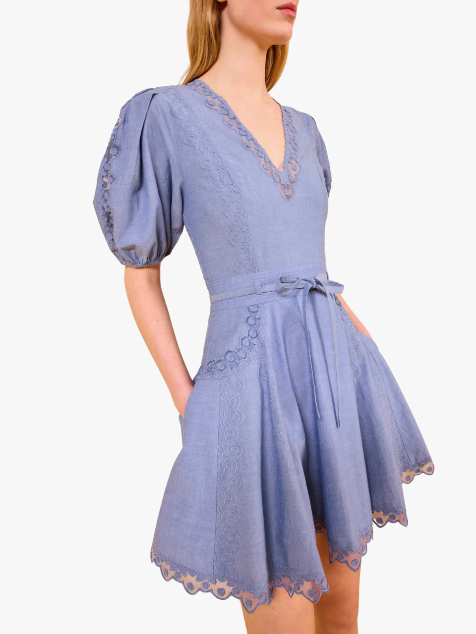 Ulla Johnson Camila Short Sleeve Mini Dress Blue