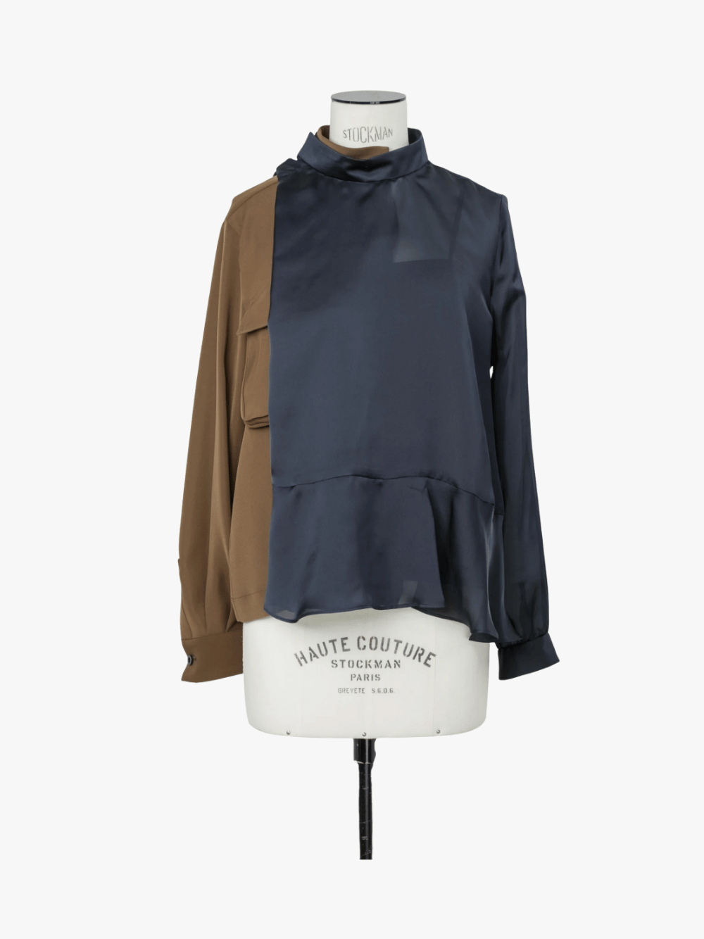 Sacai Crepe Back Satin x Satin Blouse Navy Women's