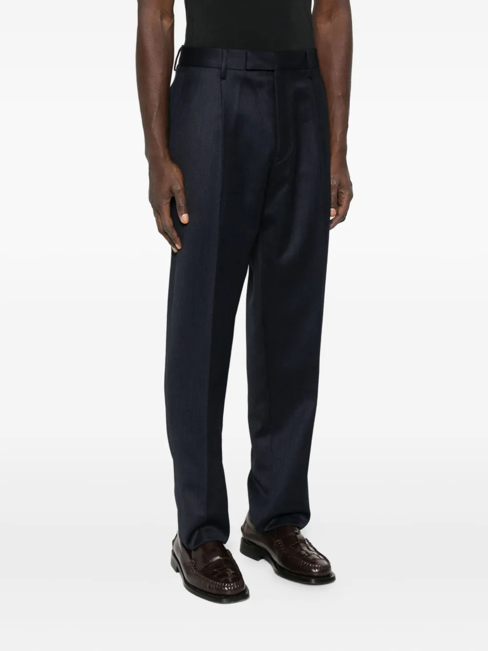 Zegna Plissierte Nadelstreifenhose Dunkelblau Herren
