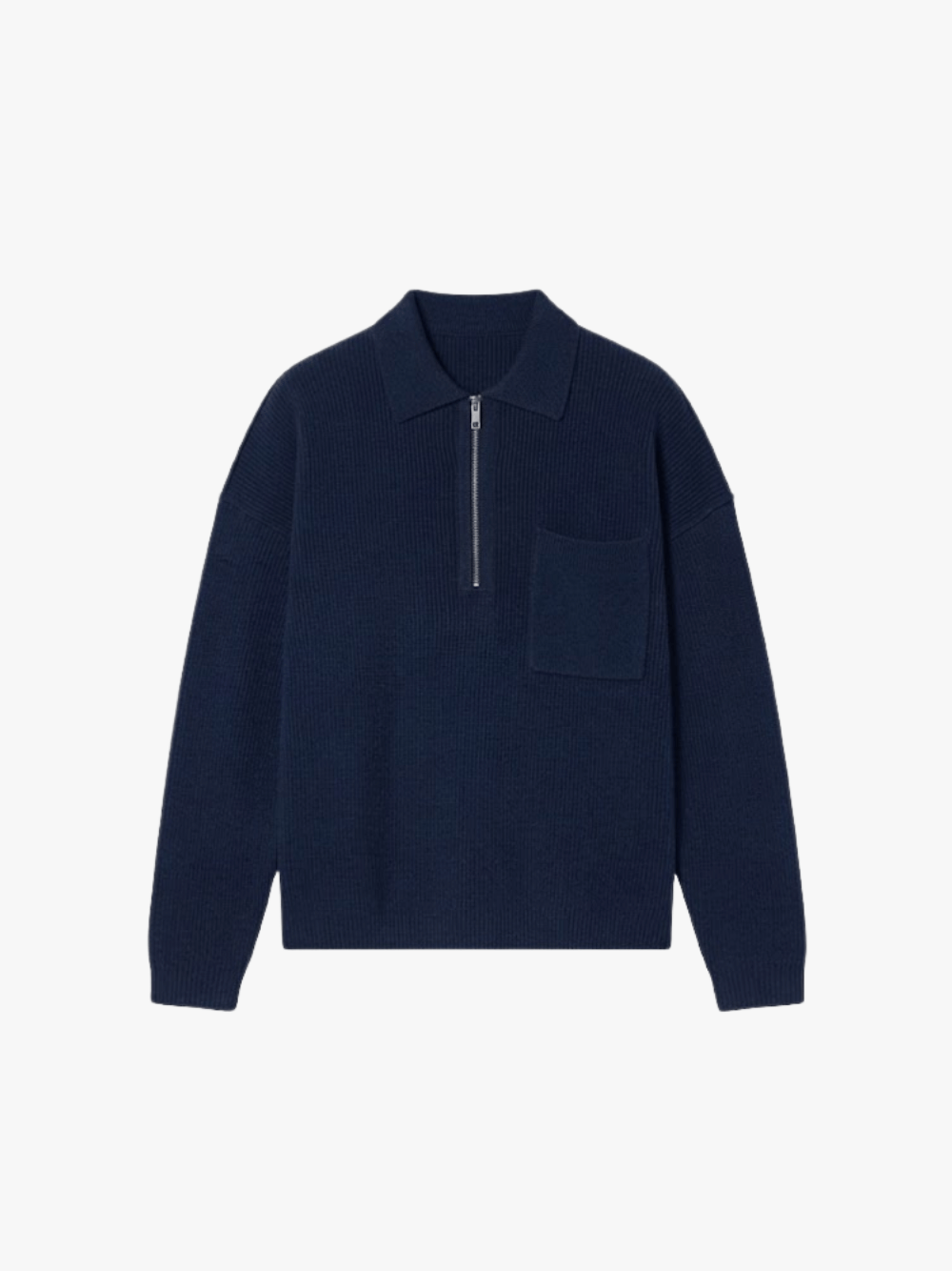 Roberto Collina Zip Polo Navy Men
