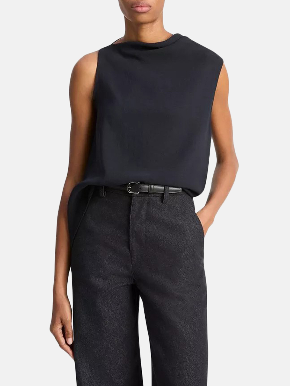 Vince asymmetric draped A-line top blue women
