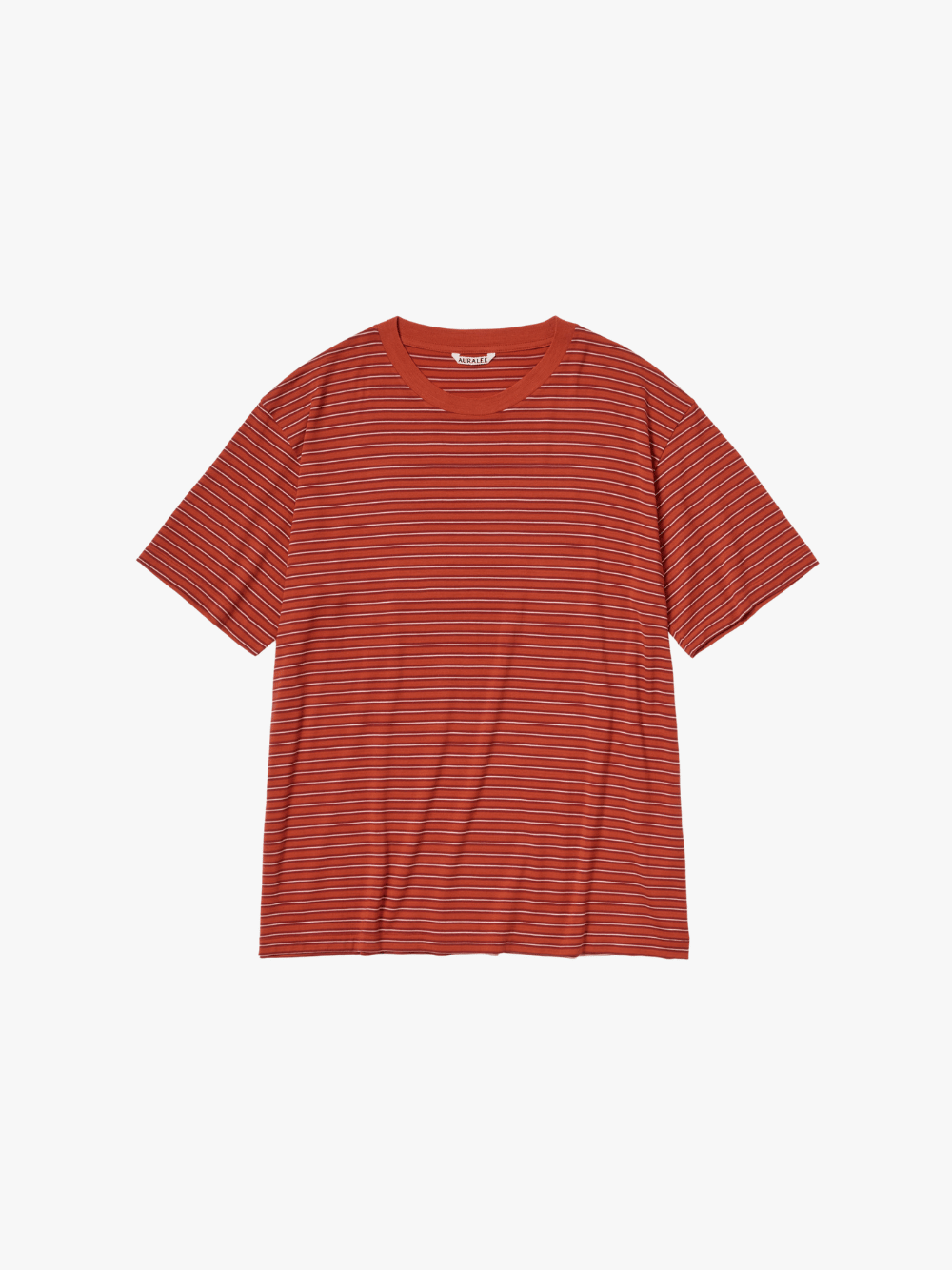Auralee Soft Smooth Wool Stripe Jersey Tee Rot Herren