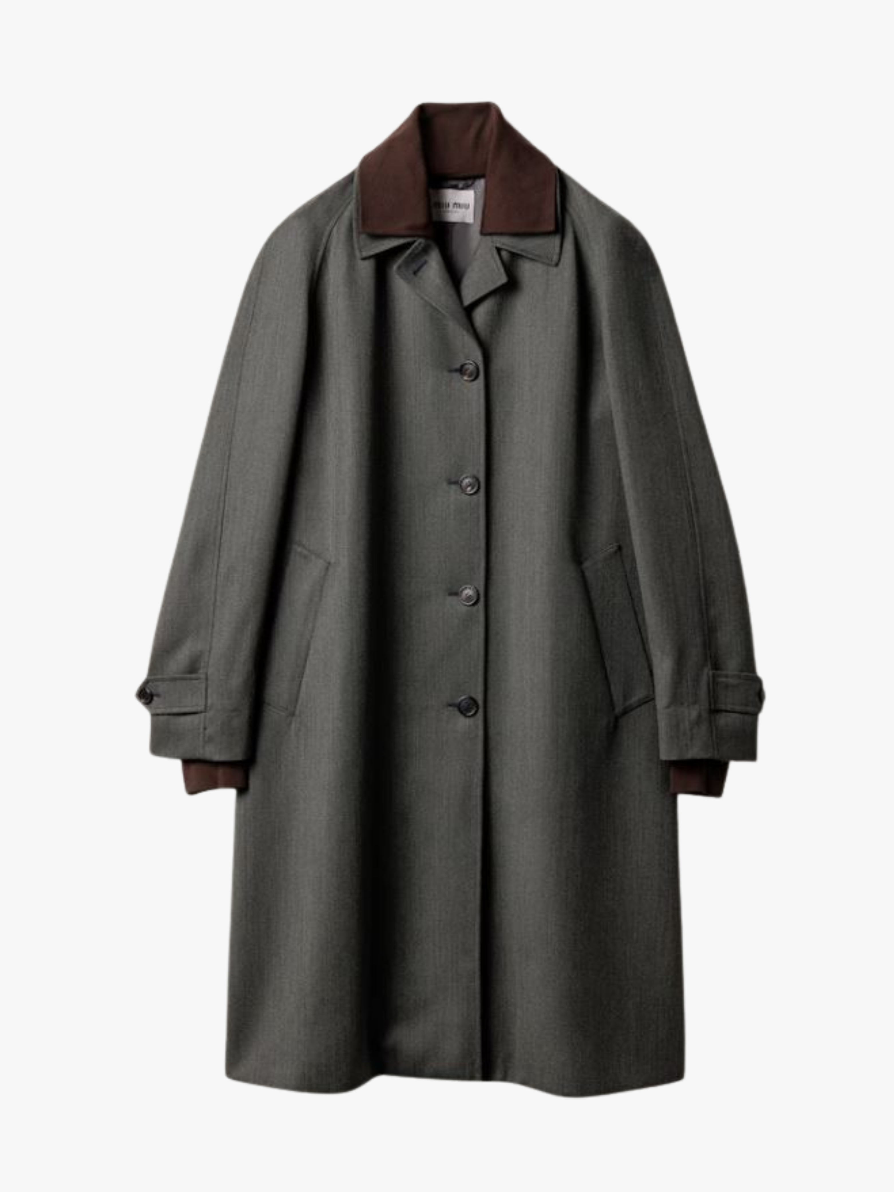Miu Miu Single-breasted Coat in Cover Fabric Slate Gray Women’s
