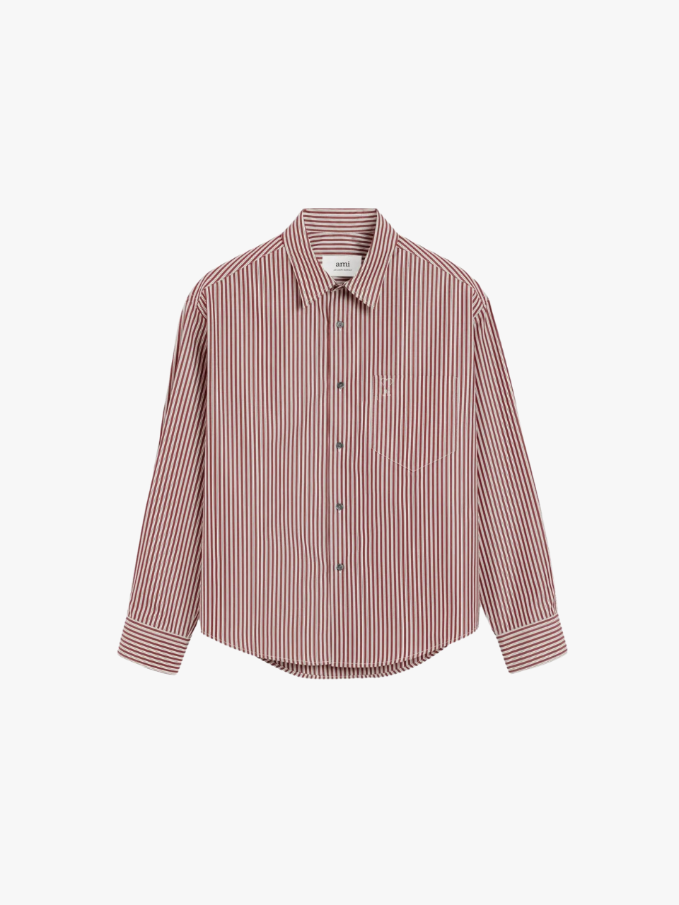 AMI Paris Gestreiftes Hemd Rot Herren