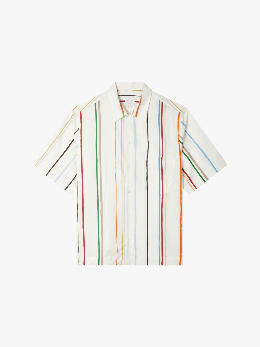 Paul Smith Ecru Painted Signature Stripe Kurzarm Herren‑Hemd