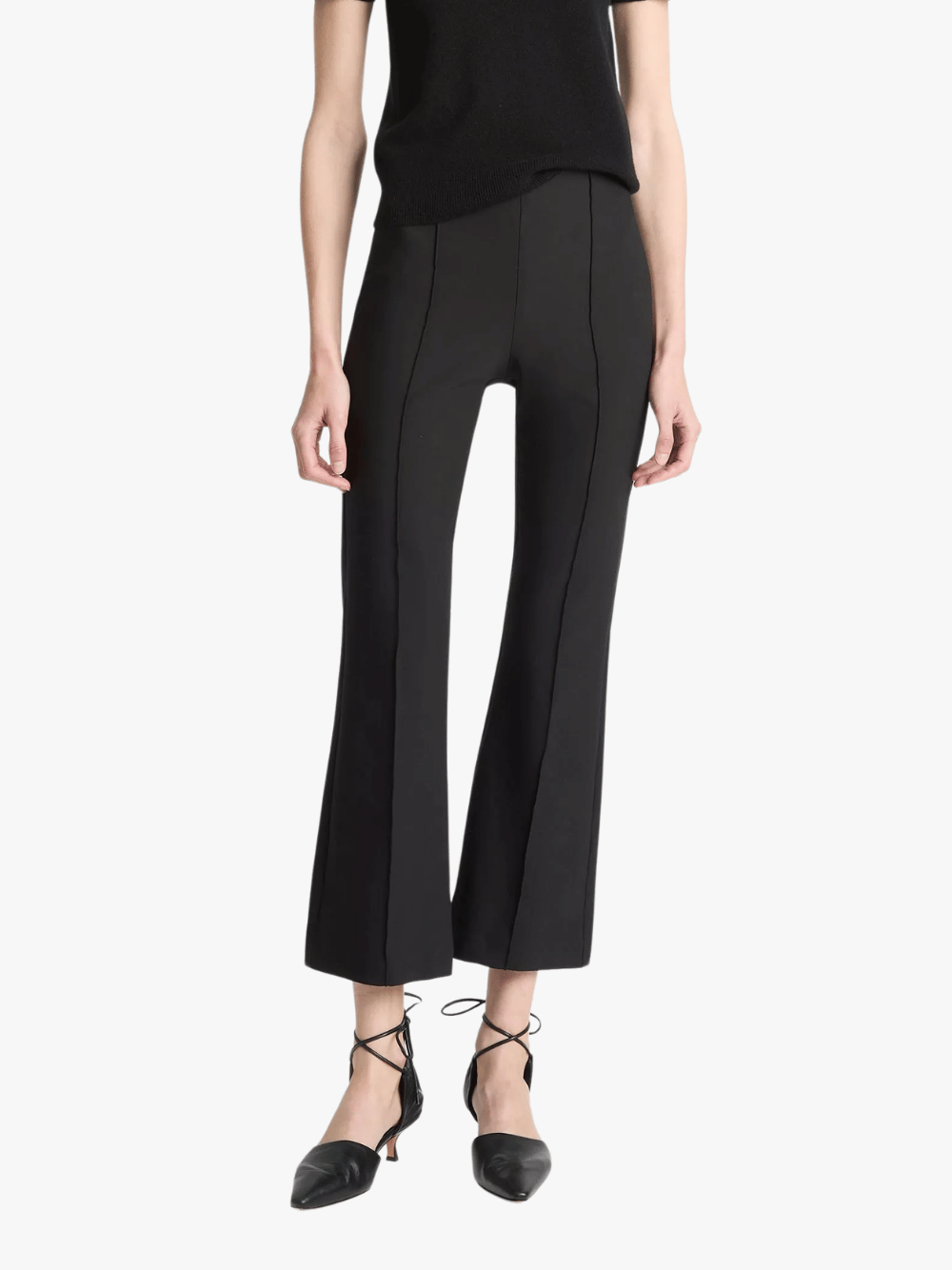 Vince Niki Mid-Rise Pintuck Crop Flare Pant Schwarz Damen