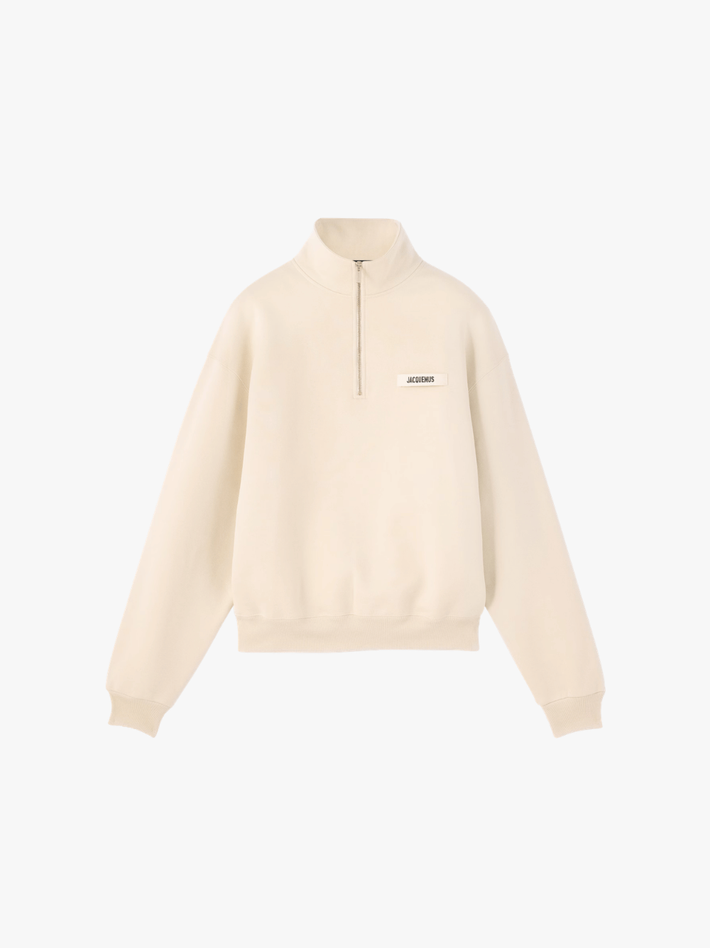 Jacquemus Beige Le Sweatshirt Gros Grain Zip Turtleneck Men's