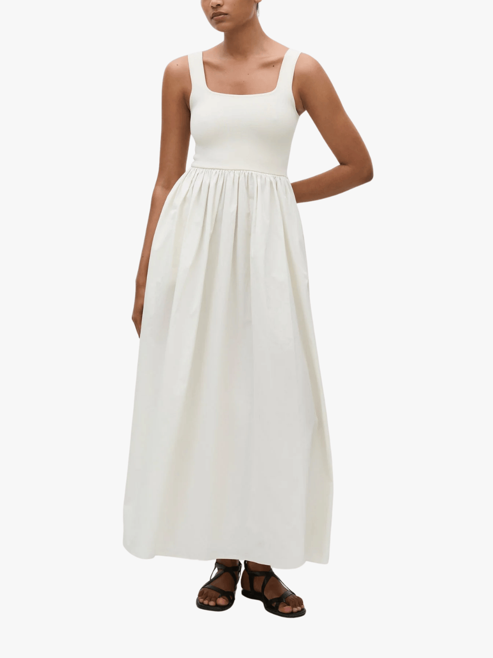 Matteau Knit and Cotton Dress, Ecru, Women's