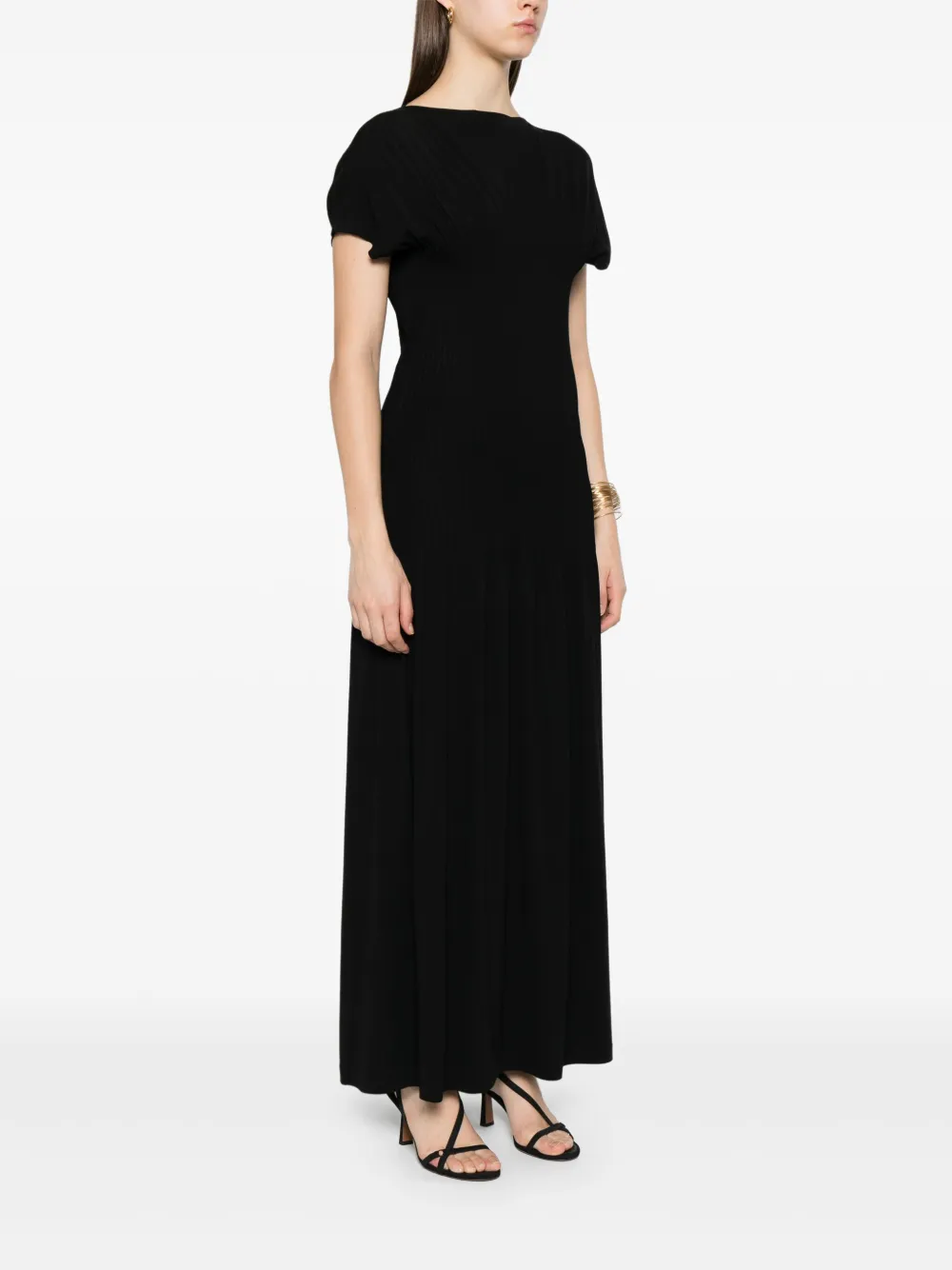 TOTEME Plissiertes Maxikleid Schwarz Damen