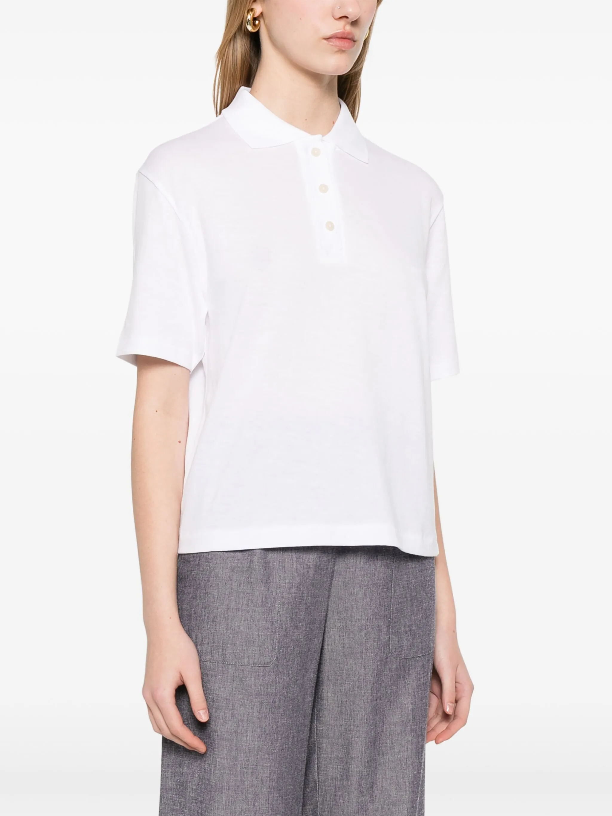 Vince Easy Cotton Polo Shirt Weiß Damen