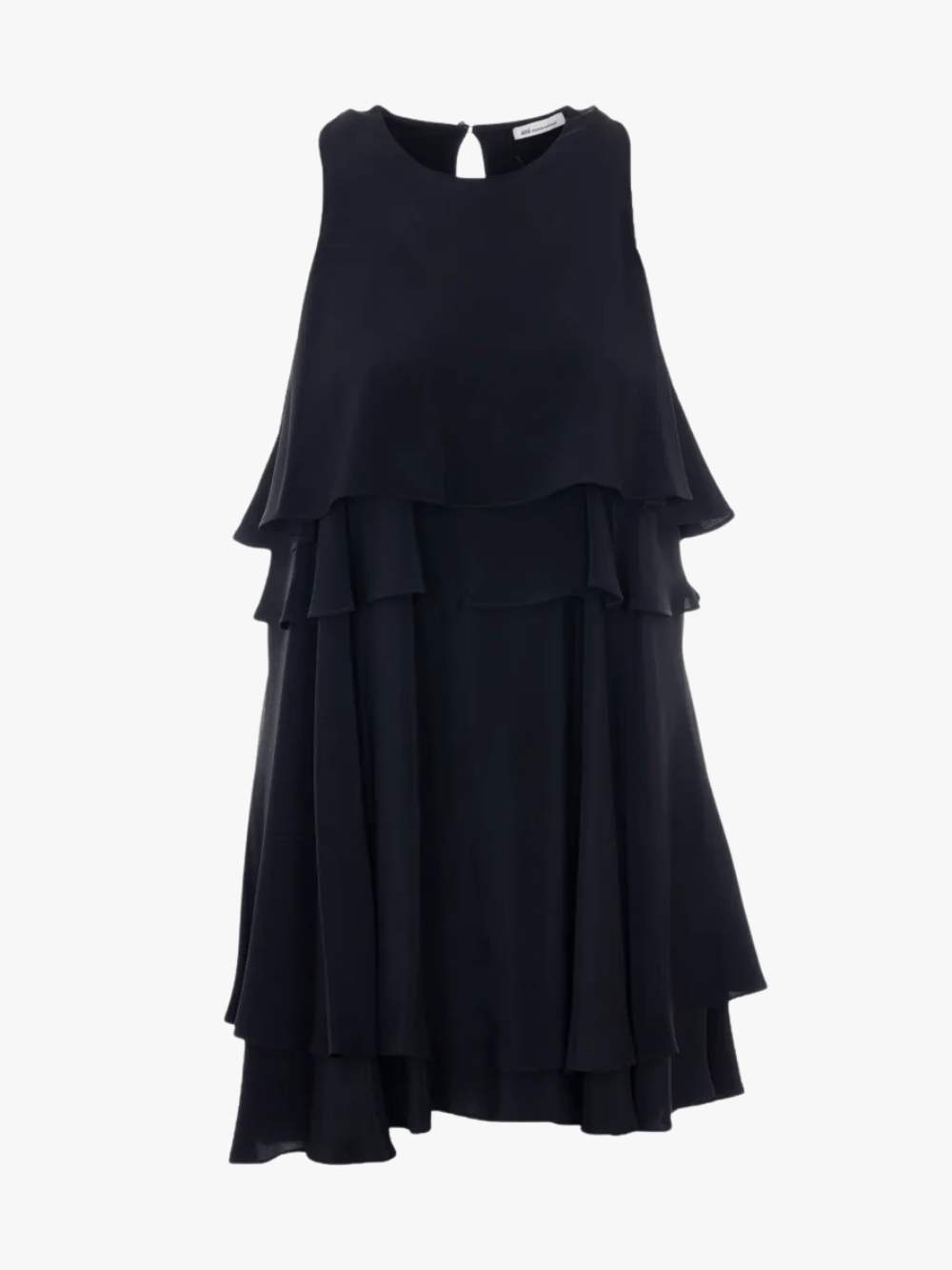 AMI Paris Ruffled Round‑Neck Mini Dress Black Women