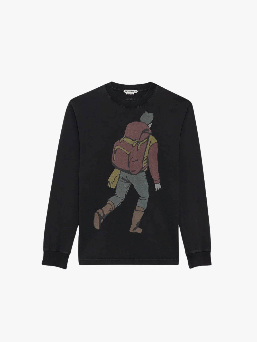 JW Anderson Hiker Langarmshirt Gewaschenes Schwarz Baumwolle Herren