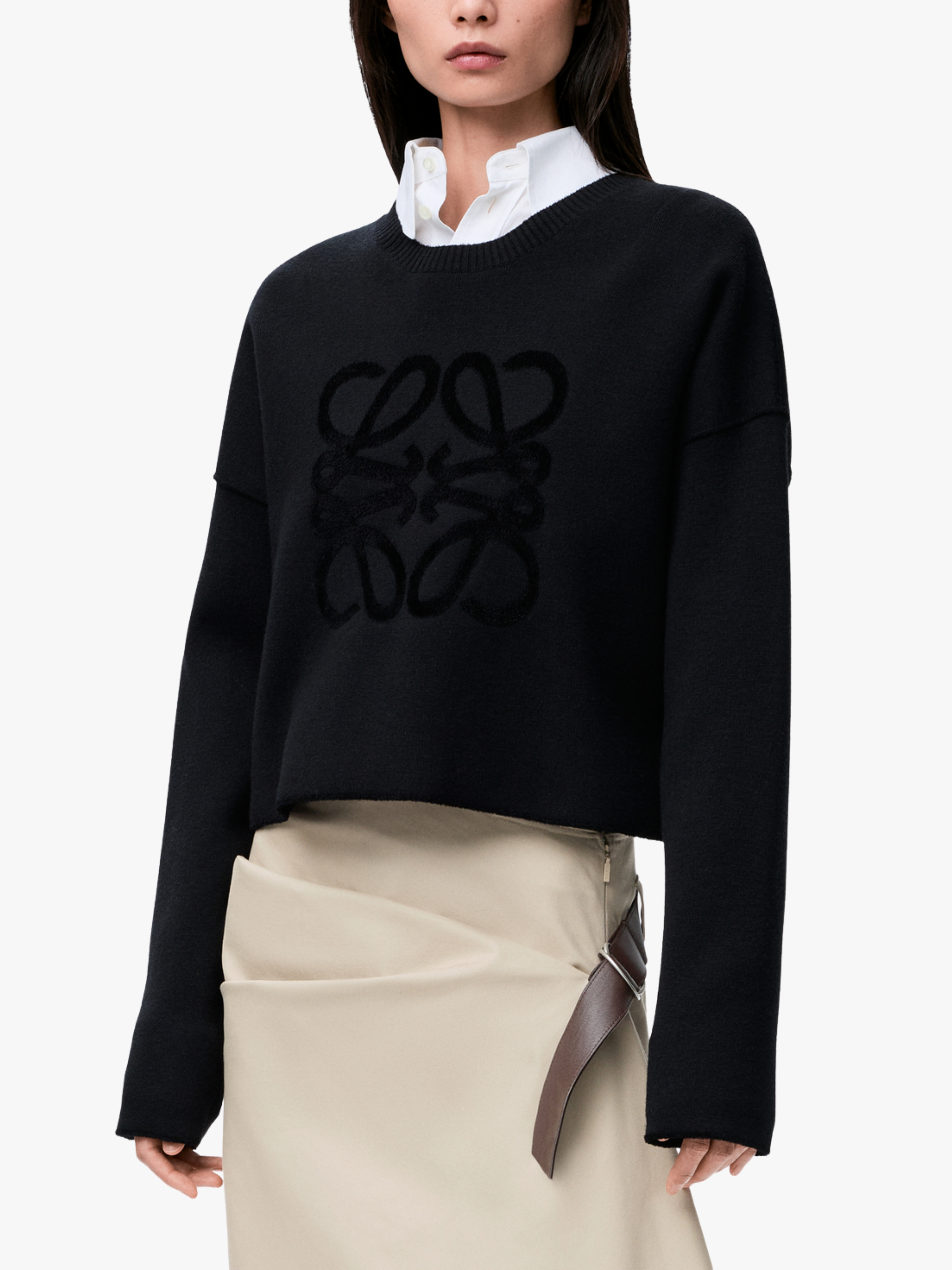 Loewe Anagram Sweater aus Wollmischung Schwarz Damen