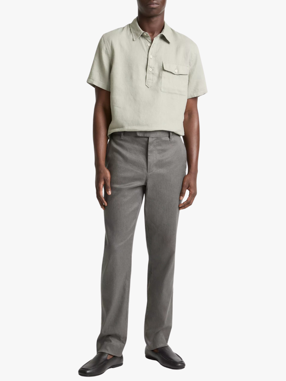 Vince Owen Athletic Linen‑Cotton Extended‑Tab Pant Slate Herren