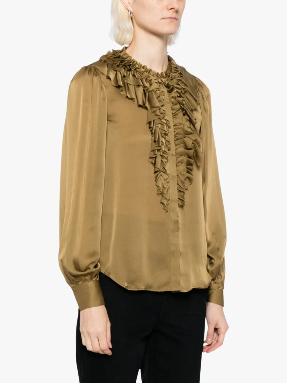 Ulla Johnson Bluse aus geraffter Seide Grün Damen