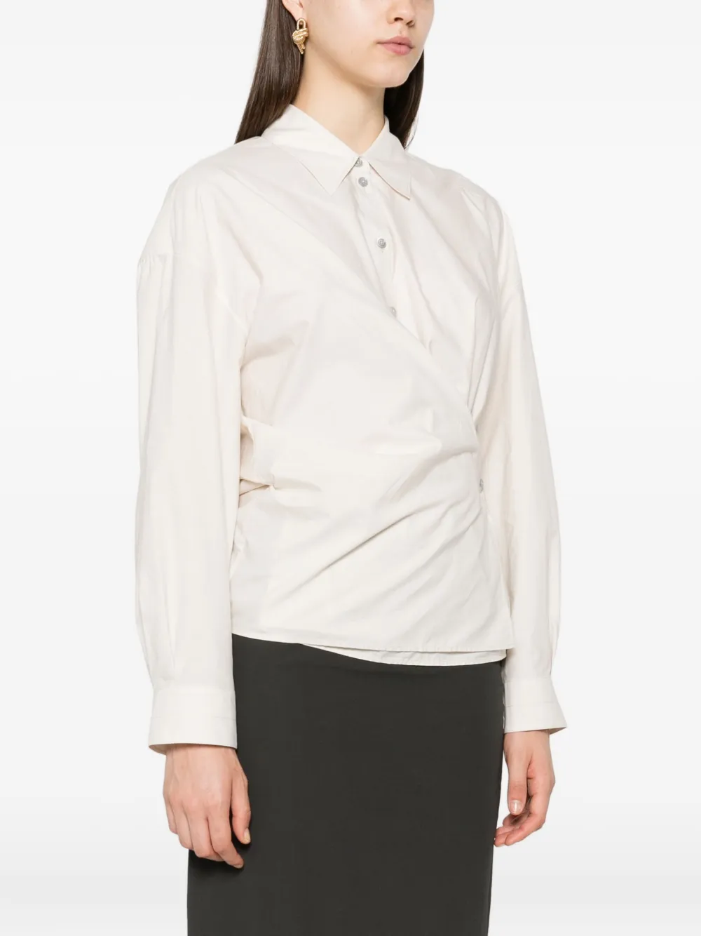 LEMAIRE Twisted shirt with classic collar Light Cream Women