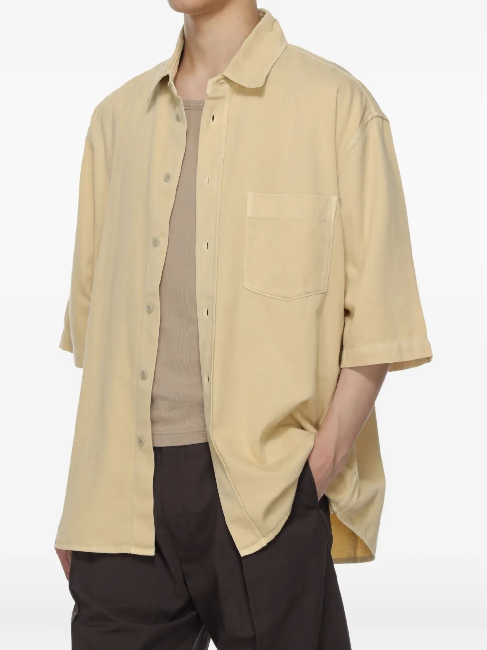 LEMAIRE Kurzärmeliges Jeanshemd Beige Herren