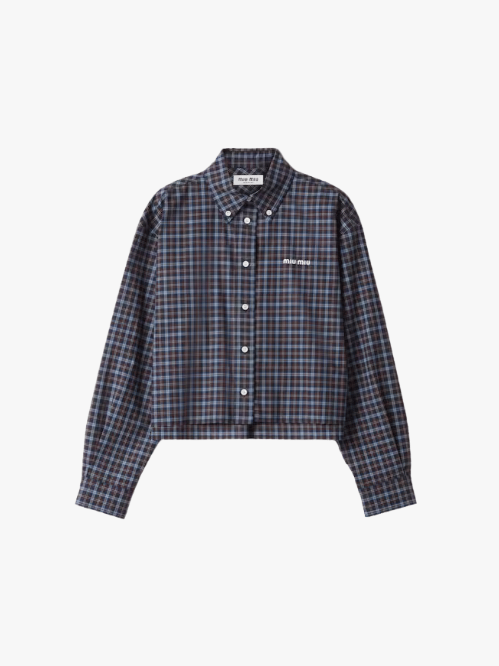 Miu Miu Kariertes Hemd Blau/Braun Damen