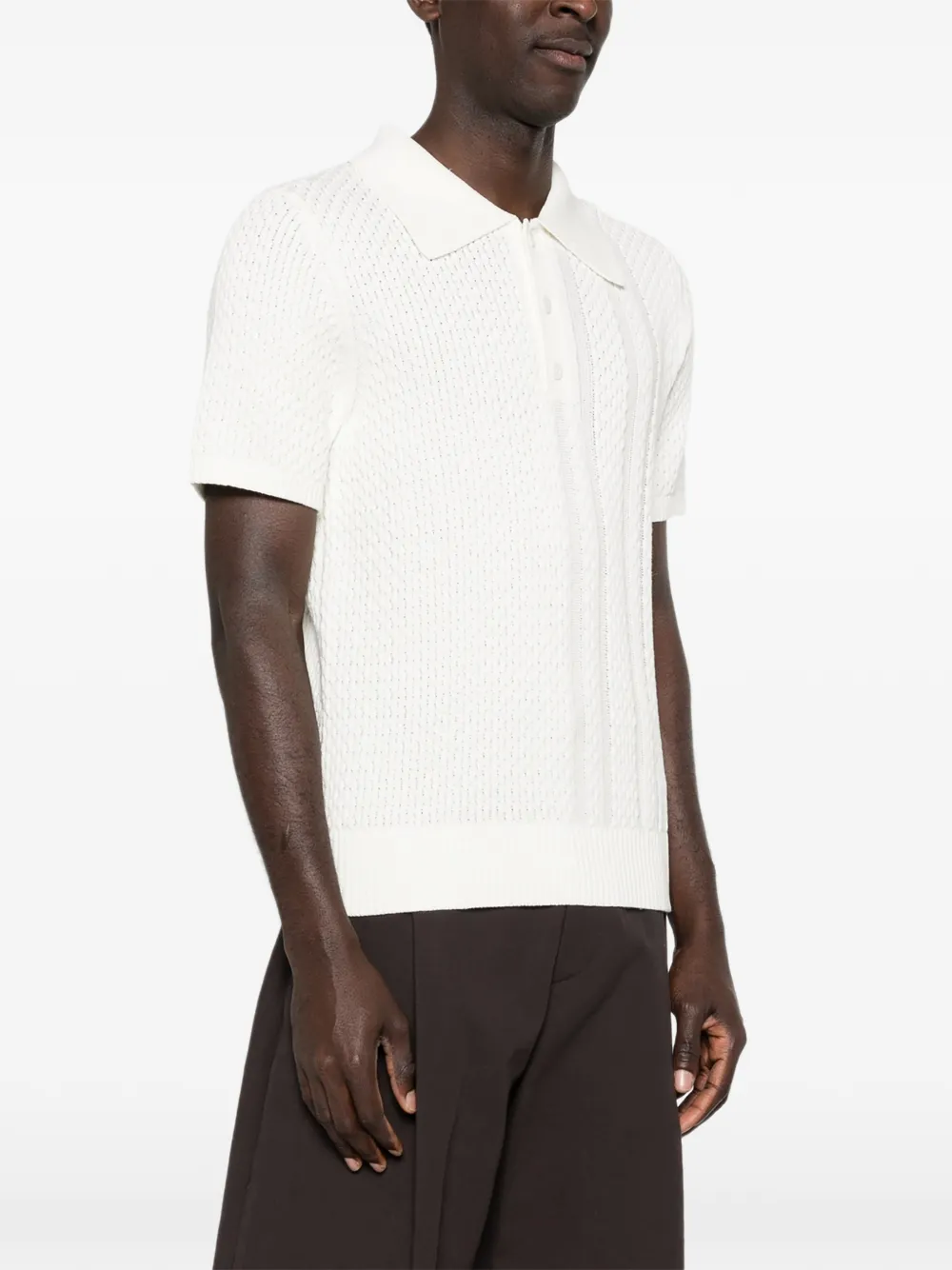 Ché Strukturiertes Santino-Polohemd Ecru Herren